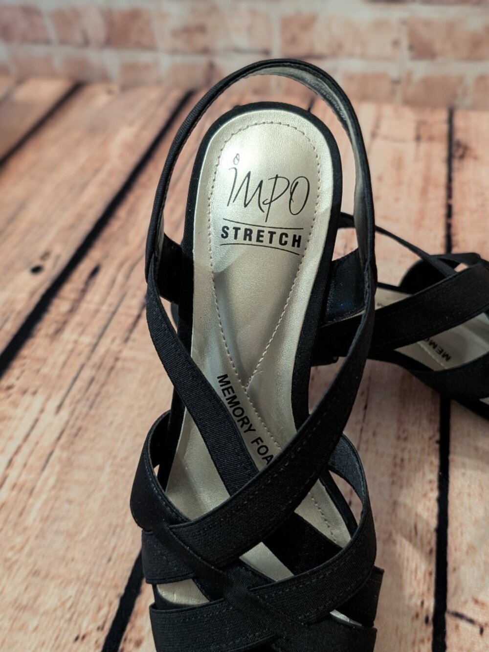 Impo Stretch Memory Foam Black Crisscross Slingback Sandals Size 7.5M - Picture 11 of 15